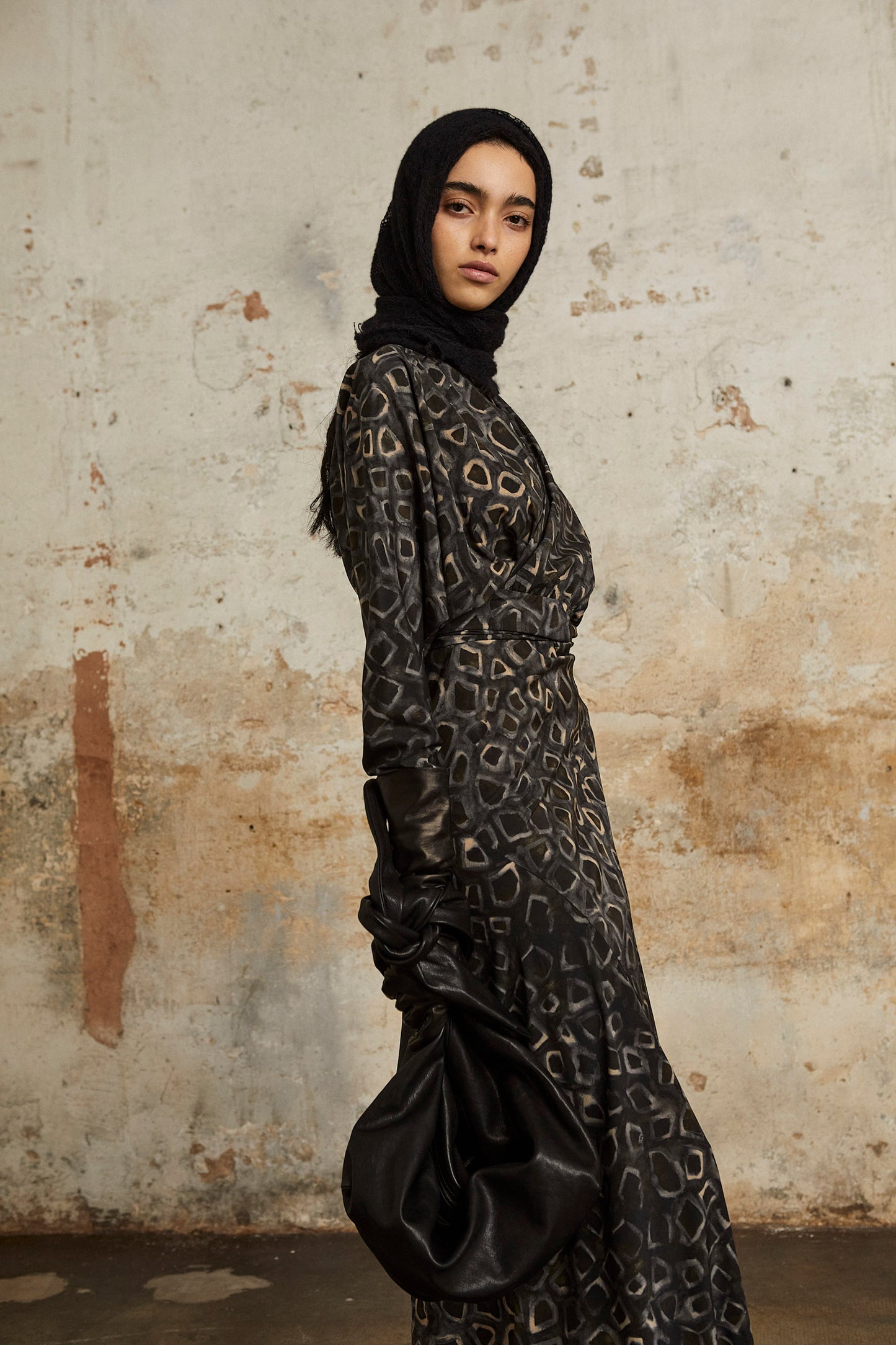 Irma, long yasu print silk dress