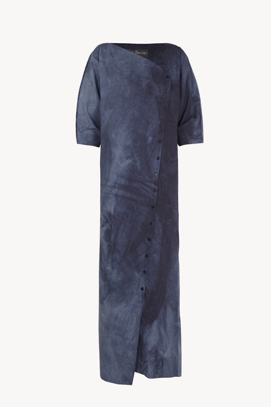 Isla, vestido de popelin de algodon azul marino maltinto