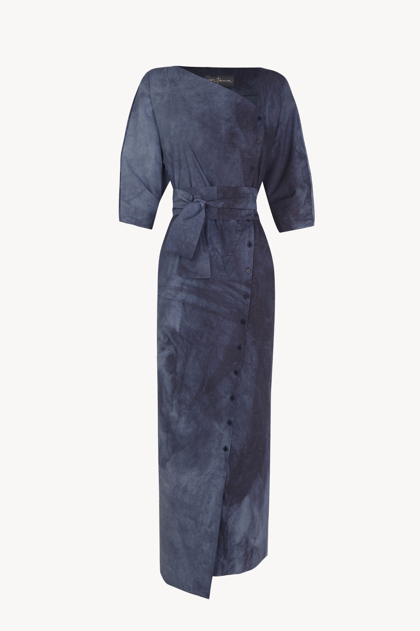 Isla, vestido de popelin de algodon azul marino maltinto