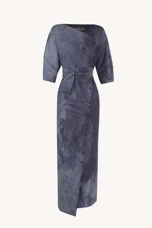 Isla, fade navy cotton poplin dress