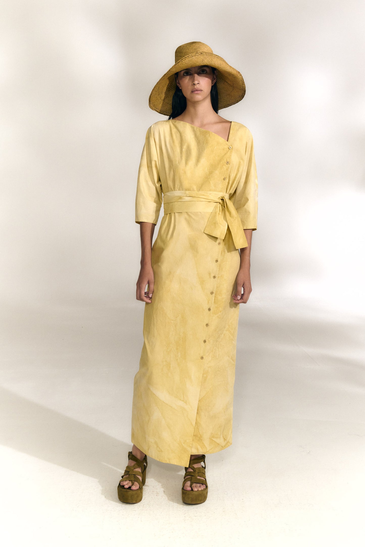 Isla, vestido de popelin de algodon azul marino maltinto