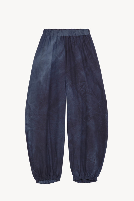 Isla, pantalon bombacho de popelin azul marino maltinto