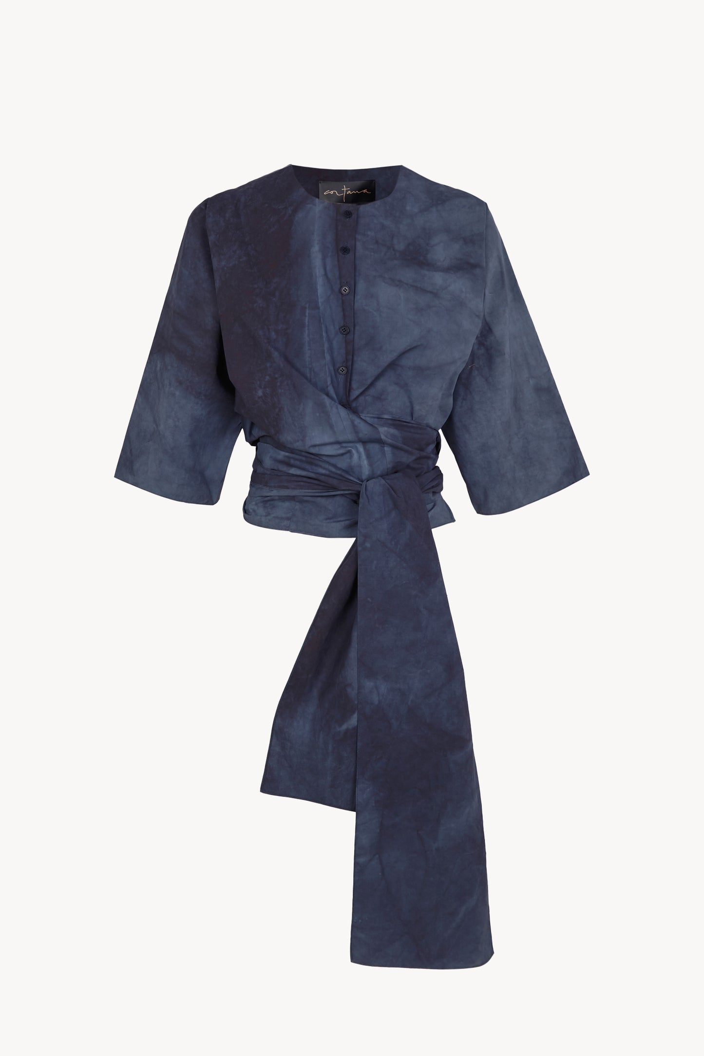 Isla, camisa de popelin de algodon azul marino maltinto