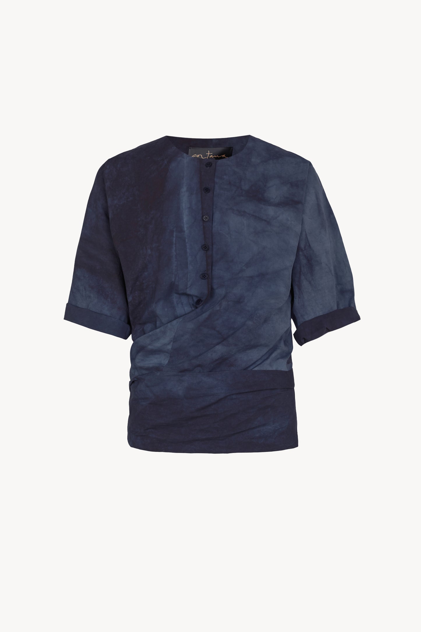 Isla, camisa de popelin de algodon azul marino maltinto