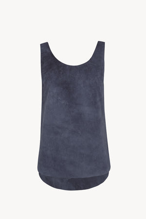 Isla, fade navy cotton poplin top