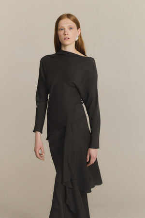 Isolde, top de seda gris oscuro