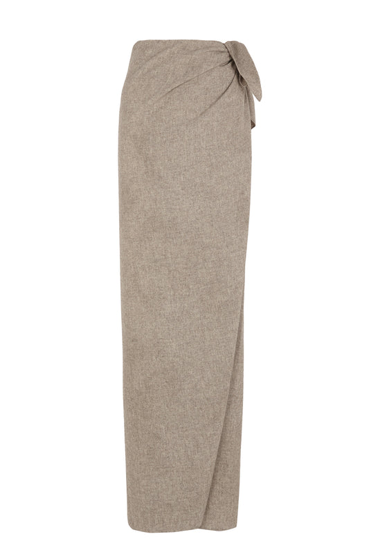 Jackie, pareo skirt in taupe yak wool