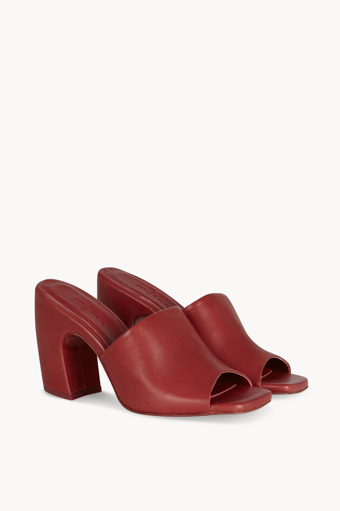 Janis, crimson red leather mules