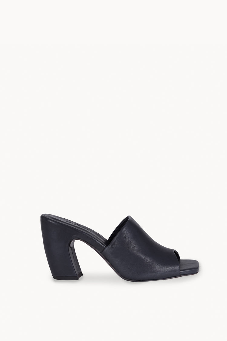 Janis, navy blue leather mules