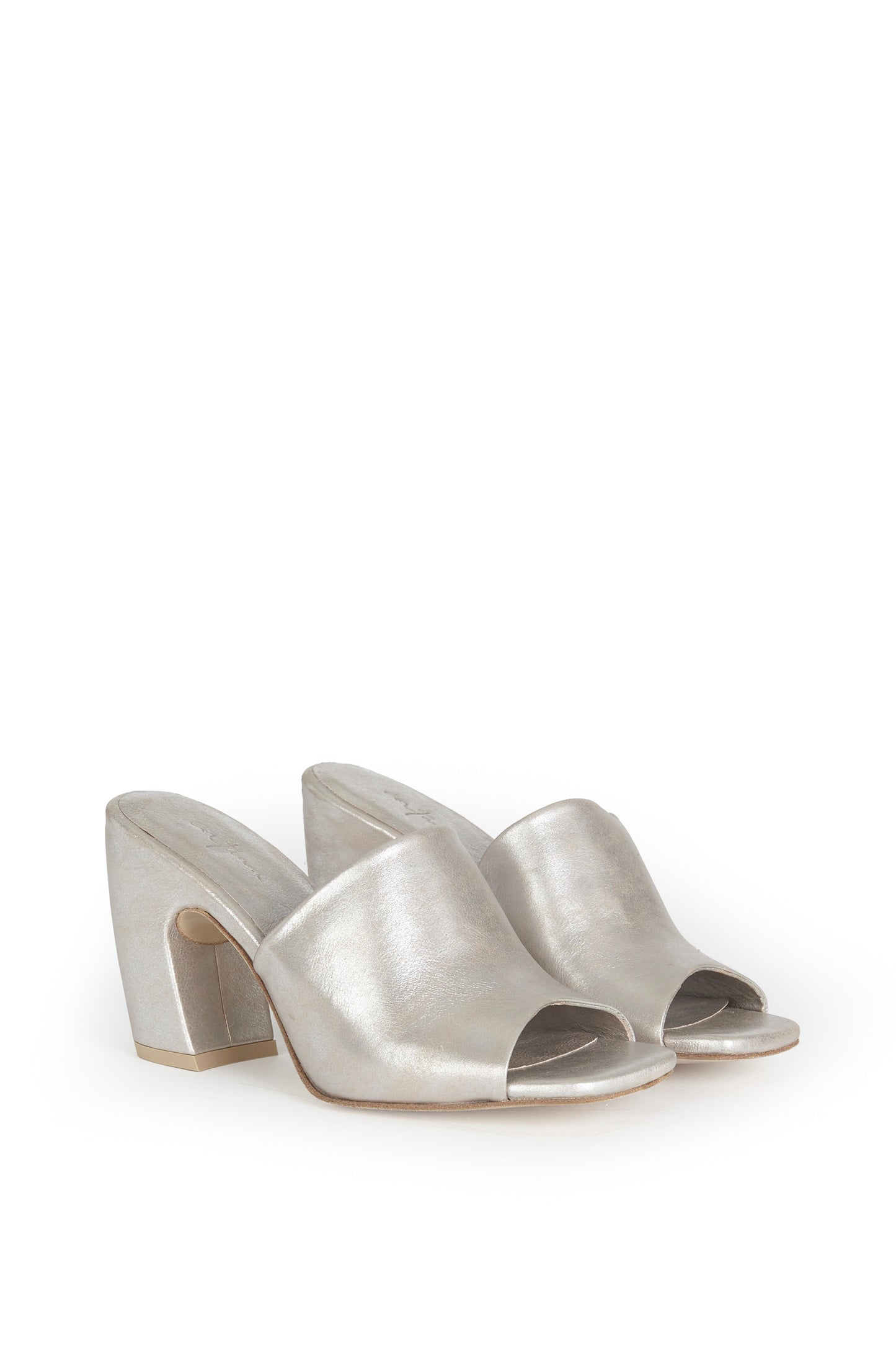 Janis, mules in silver white