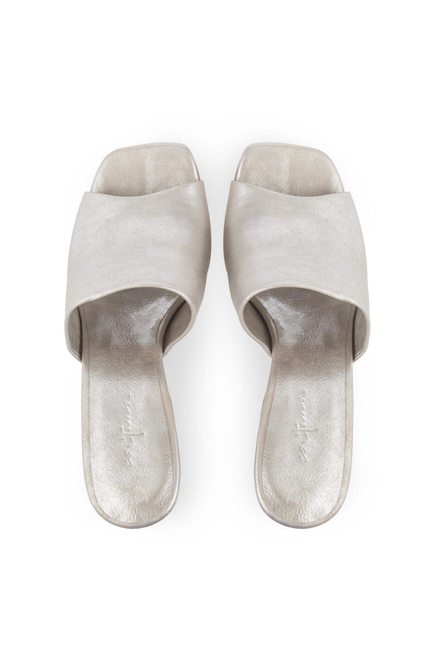 Janis, mules in silver white