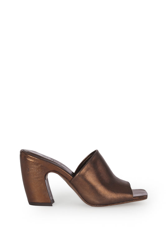 Janis, dark bronze leather mules