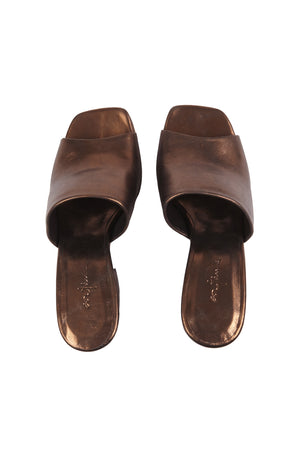 Janis, dark bronze leather mules