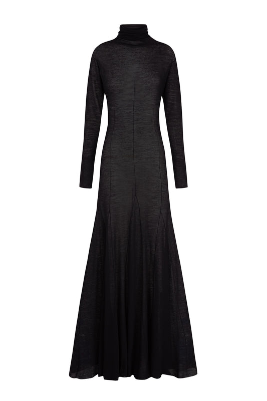 Jenna, black virgin wool dress