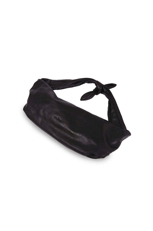 Jin S, black leather fanny pack