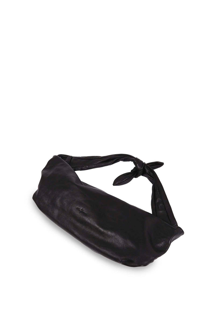 Jin S, black leather fanny pack