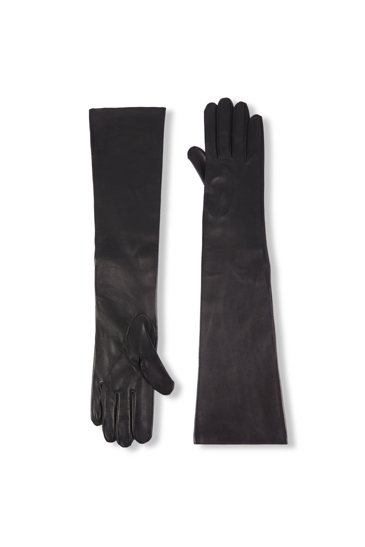 Jin, guantes largos de cuero negro