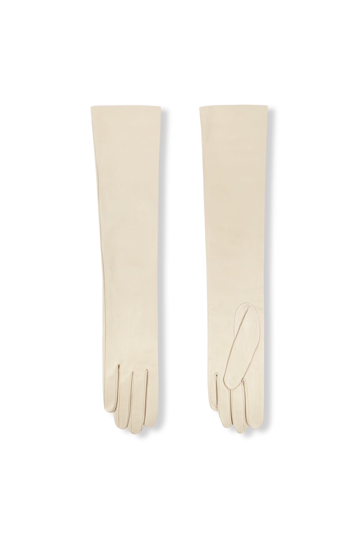 Jin, ivory long leather gloves