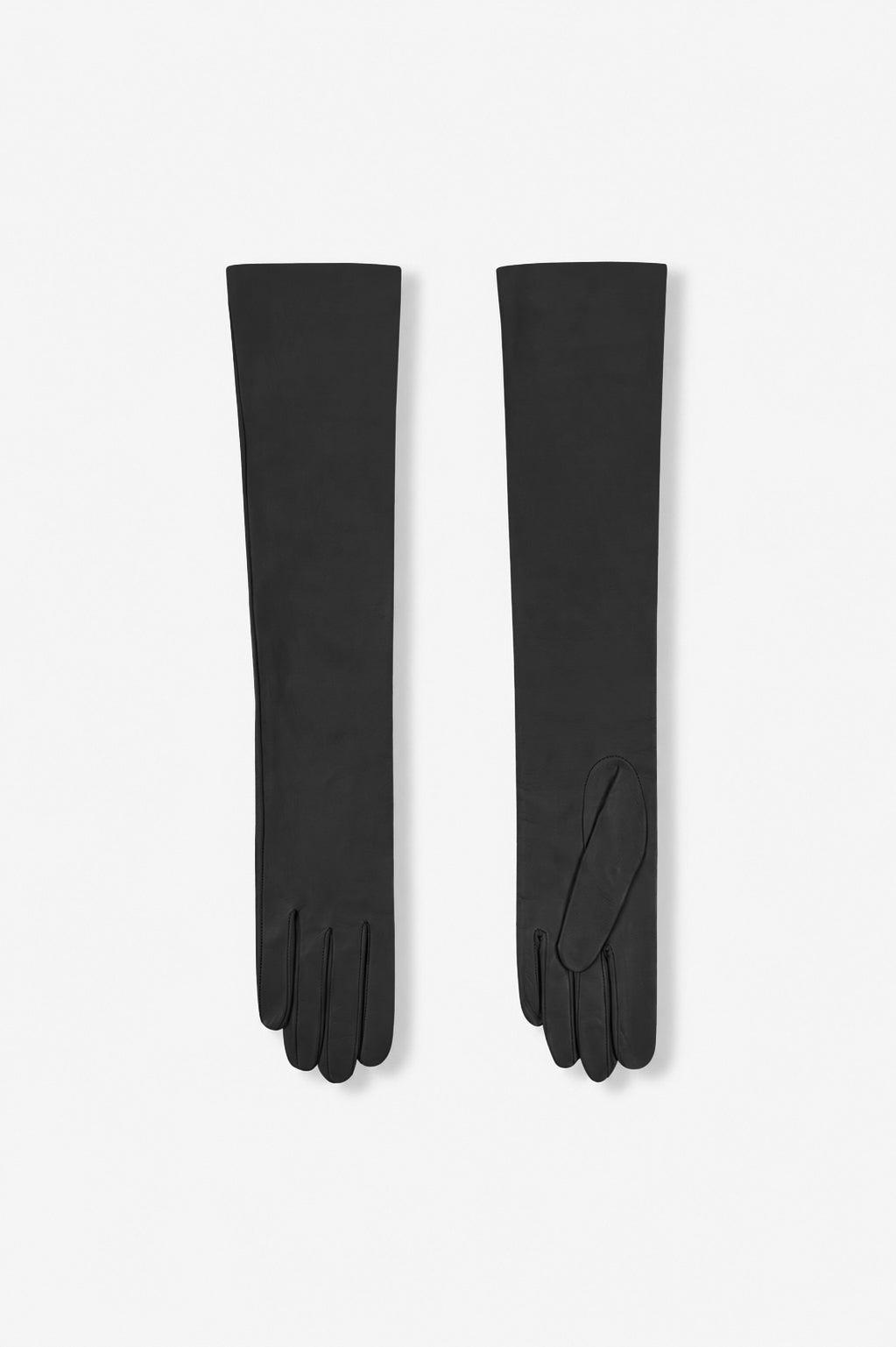 Jin, black leather gloves