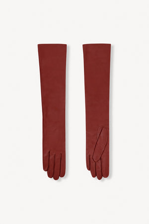 Jin, lava red leather gloves