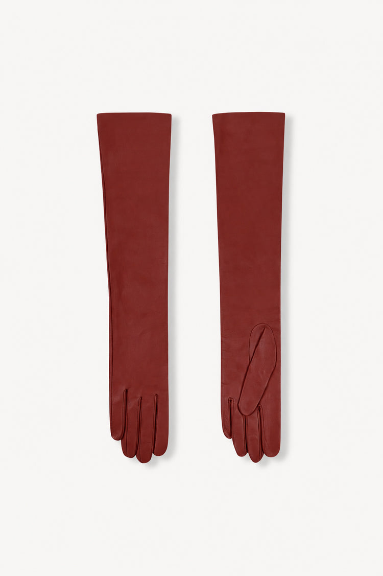 Jin, guantes de piel rojo lava
