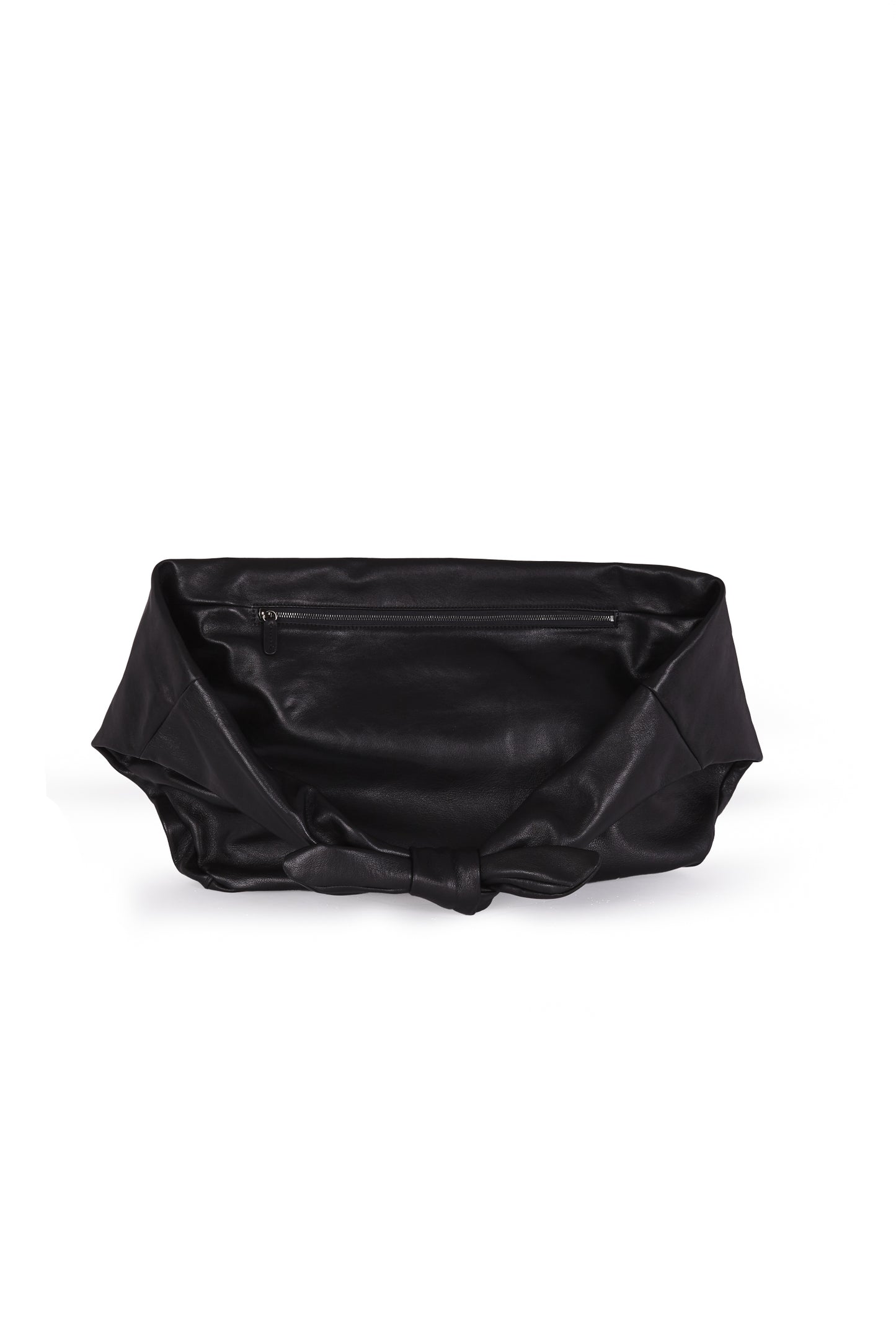 Jin L, black leather fanny pack