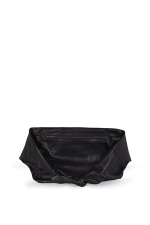 Jin L, black leather fanny pack