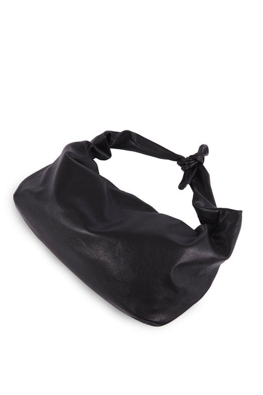 Jin L, black leather fanny pack