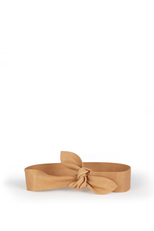 Jin, knotted belt in caramel leather