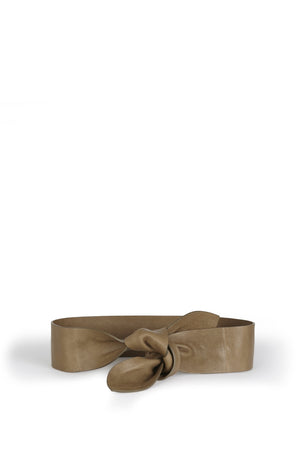 Jin, knotted belt in khaki leather