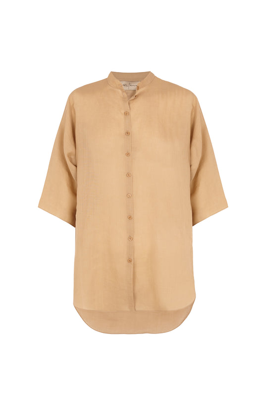 Jules, pink sand ramie shirt