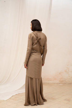 Julianne, dress in ramie mink