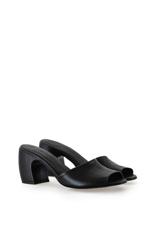 Juno, black leather mules 