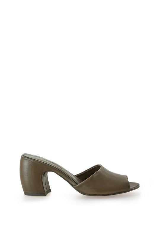 Juno, green leather mules