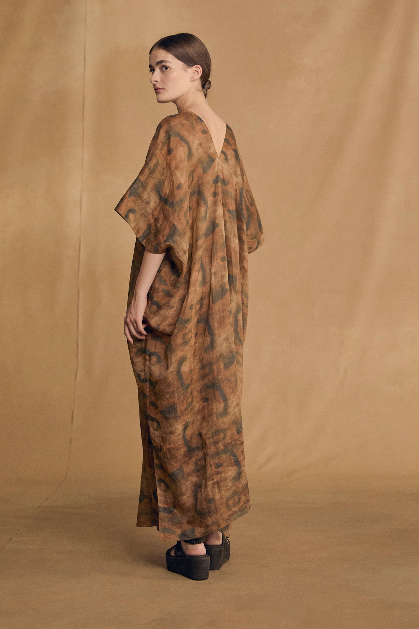 Kaftan, taiyo print ramie dress