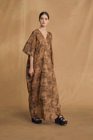 Kaftan, taiyo print ramie dress