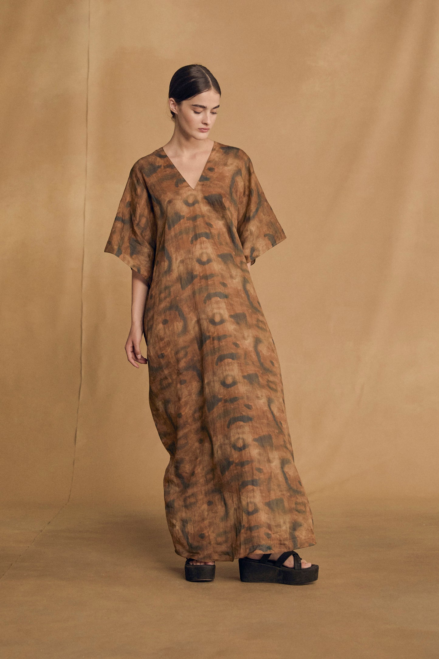 Kaftan, taiyo print ramie dress