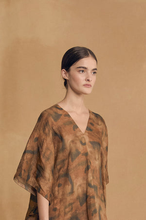 Kaftan, taiyo print ramie dress