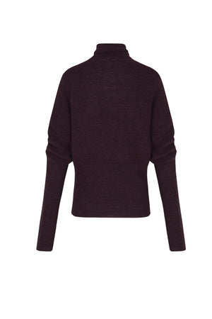 Kaia, burgundy turtleneck sweater