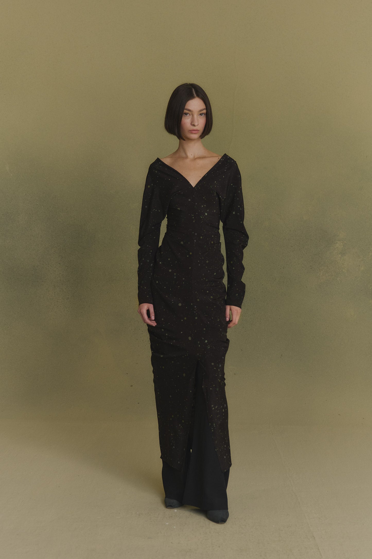 Kaz, stains print stretch silk dress