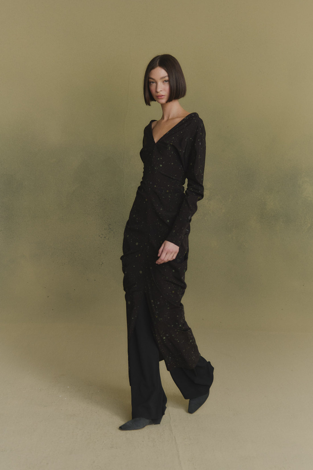 Kaz, stains print stretch silk dress