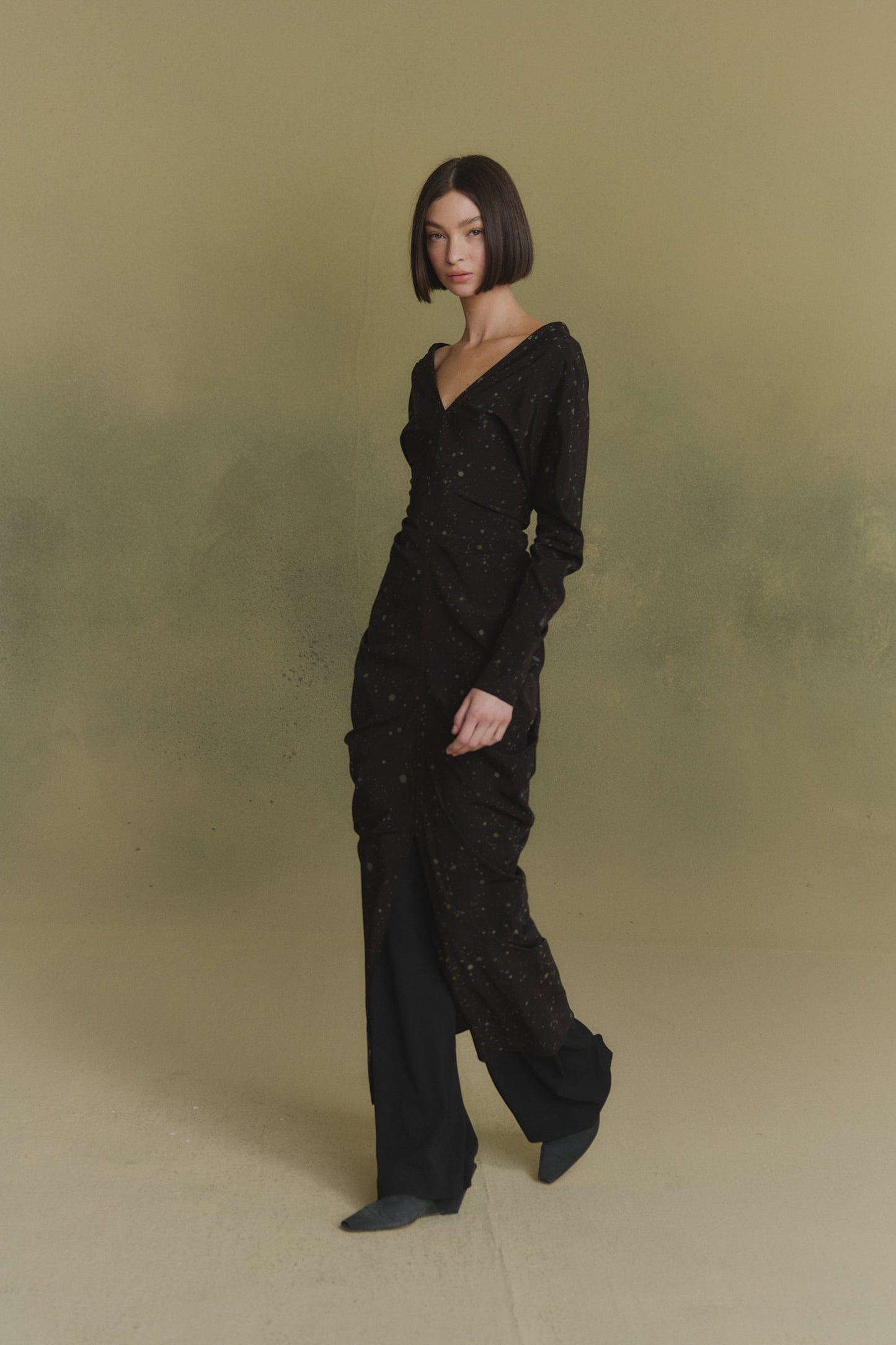 Kaz, stains print stretch silk dress