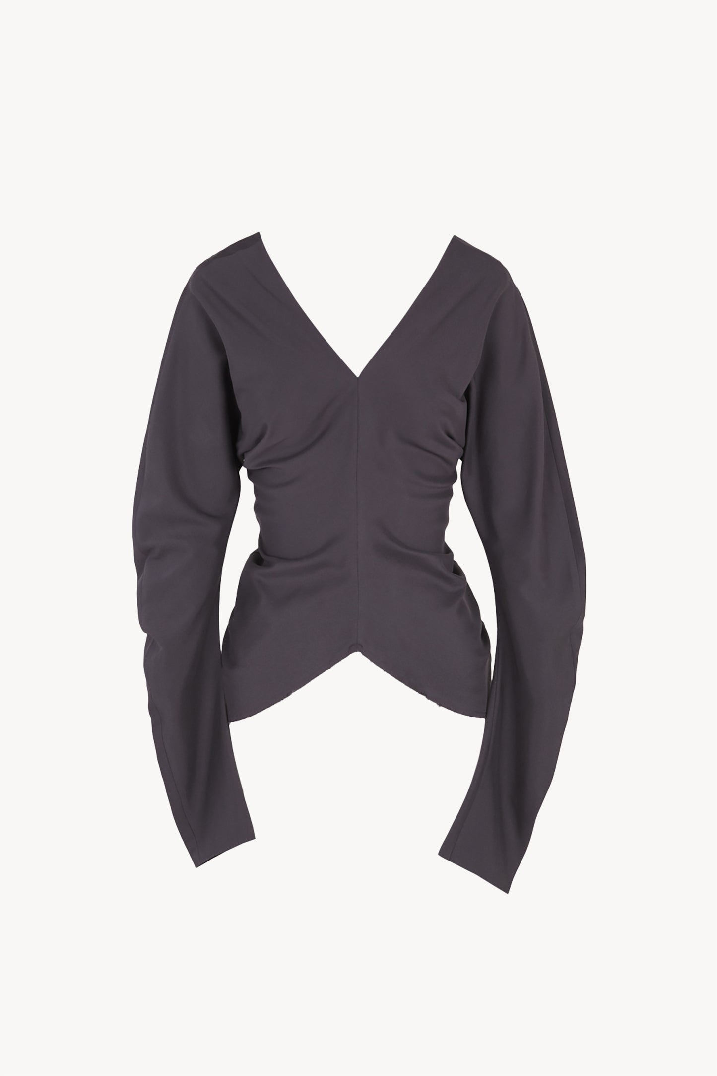 Kaz, top de seda gris plomo