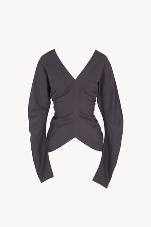 Kaz, top de seda gris plomo
