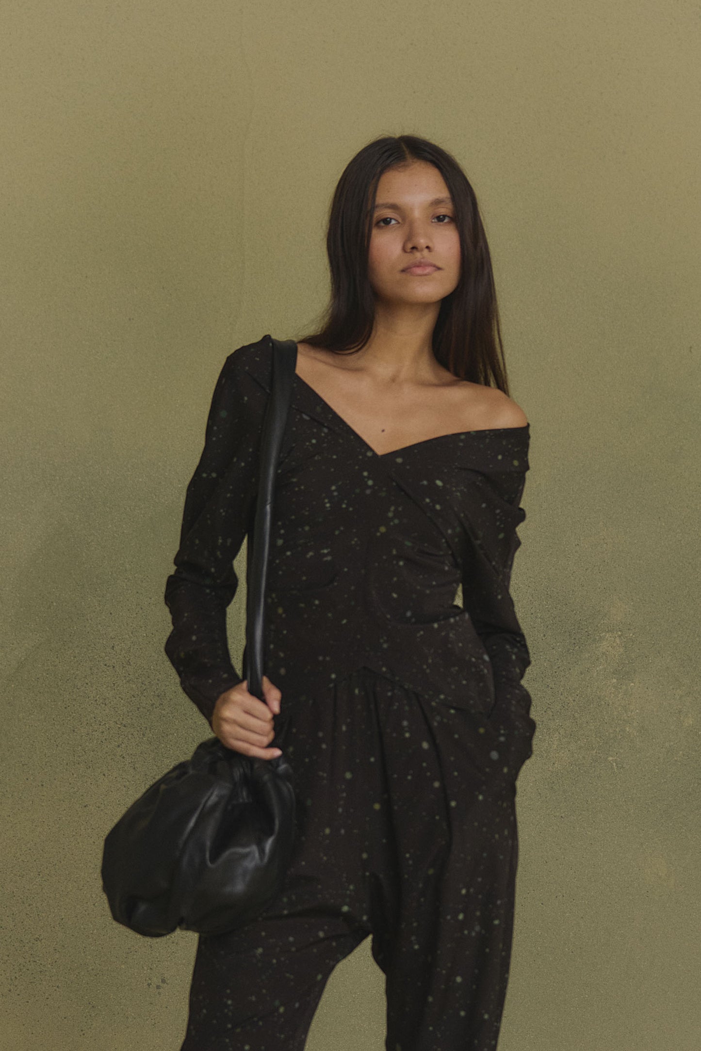 Kaz, stains print stretch silk top