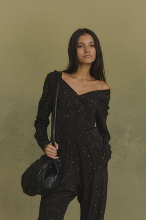 Kaz, stains print stretch silk top