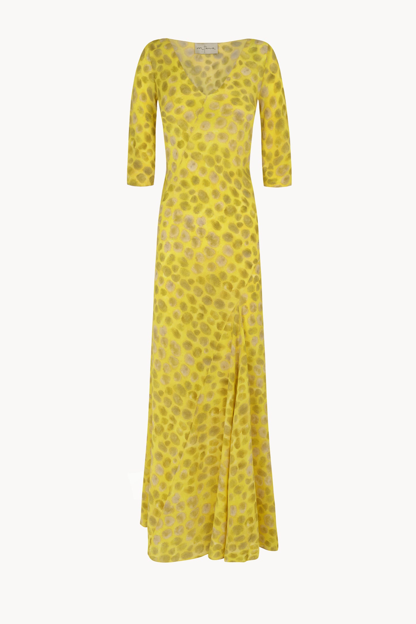 Khata, long dress in printed silk