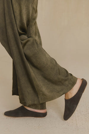 Kibal, café suede women’s babouche