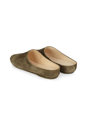 Kibal, men's slippers in suede dark green