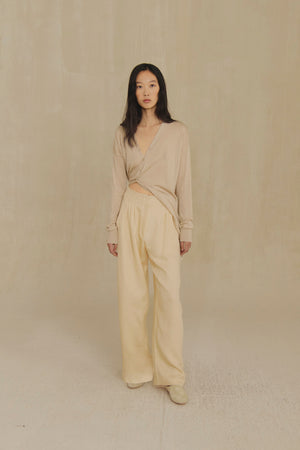Kyo, sand linen and wool trousers
